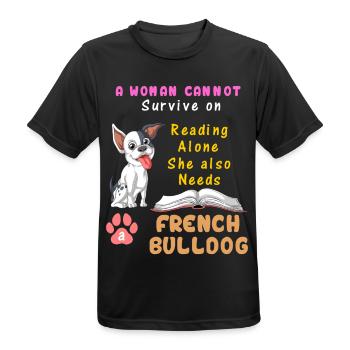 Eine Frau braucht die Französische Bulldogge – Reading & Dog Lover - Männer T-Shirt atmungsaktiv - Schwarz - Vorne - AI Model Male 178 light (178cm)