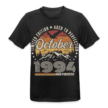 Octobre 1994 Cadeau Anniversaire - Octobre 1994 - T-shirt respirant Homme - noir - Devant - AI Model Male 178 light (178cm)