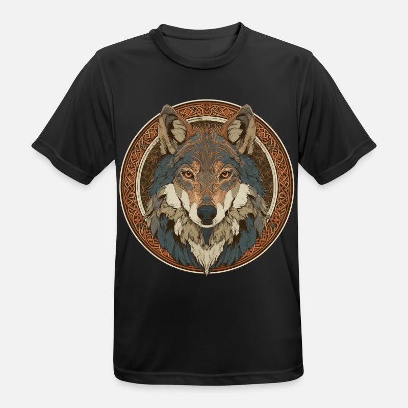 Legendary wolf with Celtic pattern - Men's Breathable T-Shirt - black