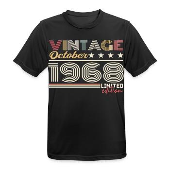 October 1968 Retro Anniversary 1968 October 1968 - Men's Breathable T-Shirt - black - Front - AI Model Male 178 light (178cm)
