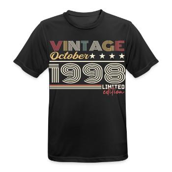 October 1998 Retro Anniversary 1998 October 1998 - Men's Breathable T-Shirt - black - Front - AI Model Male 178 light (178cm)