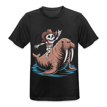 Skeleton cowboy on walrus - Men's Breathable T-Shirt - black - Front - AI Model Male 178 light (178cm)