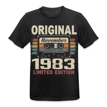November 1983 Gift November 1983 - Men's Breathable T-Shirt - black - Front - AI Model Male 178 light (178cm)