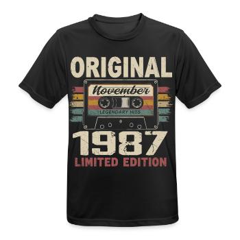 November 1987 Geschenk November 1987 - Männer T-Shirt atmungsaktiv - Schwarz - Vorne - AI Model Male 178 light (178cm)