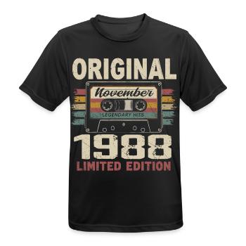 Novembre 1988 Cadeau Novembre 1988 - T-shirt respirant Homme - noir - Devant - AI Model Male 178 light (178cm)