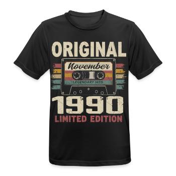 November 1990 Gift November 1990 - Men's Breathable T-Shirt - black - Front - AI Model Male 178 light (178cm)