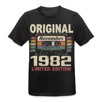 November 1982 Gift November 1982 - Men's Breathable T-Shirt - black - Front - AI Model Male 178 light (178cm)