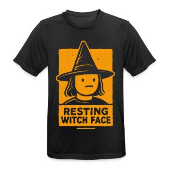Ruhendes Hexengesicht Lustiges Halloween Spruch Kostüm - Männer T-Shirt atmungsaktiv - Schwarz - Vorne - AI Model Male 178 light (178cm)