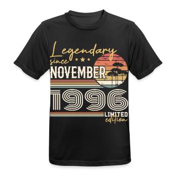 Millésime Novembre 1996 Rétro Novembre 1996  - T-shirt respirant Homme - noir - Devant - AI Model Male 178 light (178cm)