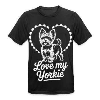 Yorkie Liebesmotiv Herz - Männer T-Shirt atmungsaktiv - Schwarz - Vorne - AI Model Male 178 light (178cm)