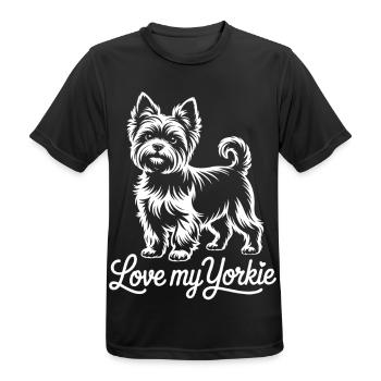 Yorkie Love Motif Dog - Men's Breathable T-Shirt - black - Front - AI Model Male 178 light (178cm)