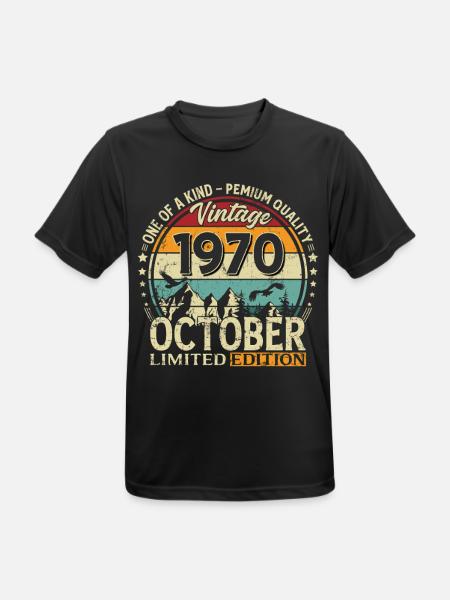 55. Geburtstag Vintage Oktober Jahrgang 1970 - Männer T-Shirt atmungsaktiv - Schwarz