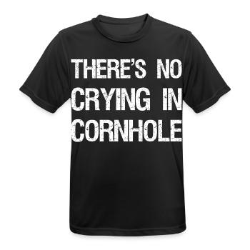 There's No Crying In Cornhole Bean Bag Toss Game - Men's Breathable T-Shirt - black - Front - AI Model Male 178 light (178cm)