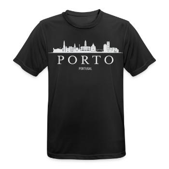 Porto Skyline, Porto Portugal - Männer T-Shirt atmungsaktiv - Schwarz - Vorne - AI Model Male 178 light (178cm)
