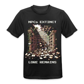 NPCs gone, lore stays | Post-apocalyptic - Men's Breathable T-Shirt - black - Front - AI Model Male 178 light (178cm)