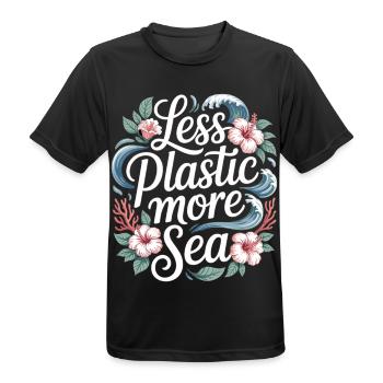 Moins de plastique, plus de mer – Design environnemental, Fleurs - T-shirt respirant Homme - noir - Devant - AI Model Male 178 light (178cm)