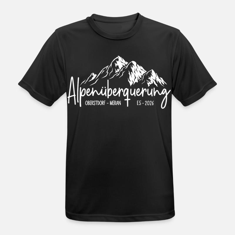 Alpenüberquerung 2026 E5 Oberstdorf Meran - Männer T-Shirt atmungsaktiv - Schwarz