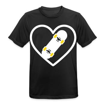 Skateboard Herz Street Sport Leidenschaft - Männer T-Shirt atmungsaktiv - Schwarz - Vorne - AI Model Male 178 light (178cm)