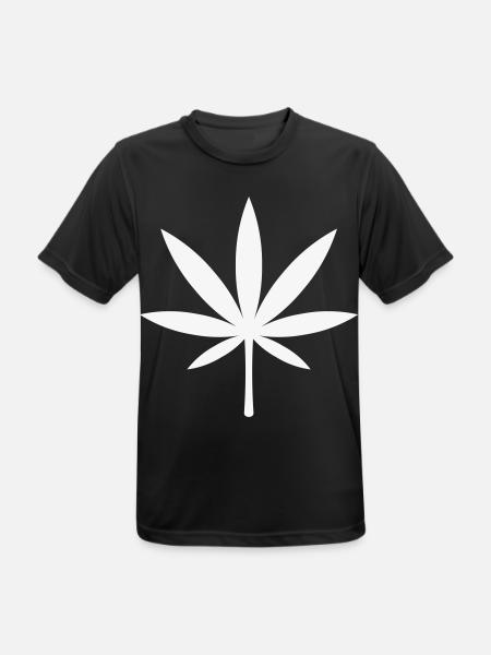 Cannabis / Marihuana / Hanfblatt (White) - Männer T-Shirt atmungsaktiv - Schwarz