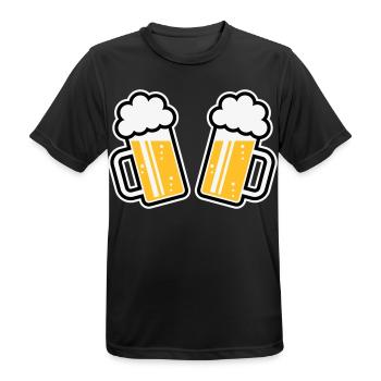 2 Bierkrüge Prosten Zu, Prosit! (Bier Maßkrüge 3C) - Männer T-Shirt atmungsaktiv - Schwarz - Vorne - AI Model Male 178 light (178cm)