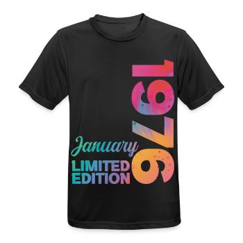 Anniversaire Janvier 1976 Né en Janvier Cadeau - T-shirt respirant Homme - noir - Devant - AI Model Male 178 light (178cm)