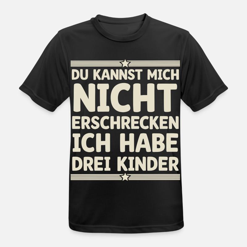3 Kinder Mama Mutter Papa Vater - Männer T-Shirt atmungsaktiv - Schwarz