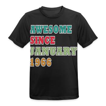 60e anniversaire Original Millésime janvier 1966 - T-shirt respirant Homme - noir - Devant - AI Model Male 178 light (178cm)