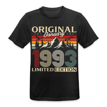 33rd Birthday Original January 1993 - Men's Breathable T-Shirt - black - Front - AI Model Male 178 light (178cm)
