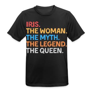 Iris La Femme Le Mythe La Légende La Reine - T-shirt respirant Homme - noir - Devant - AI Model Male 178 light (178cm)