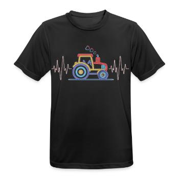 Tracteur Heartbeat - Agriculture ECG pour agriculteurs - T-shirt respirant Homme - noir - Devant - AI Model Male 178 light (178cm)