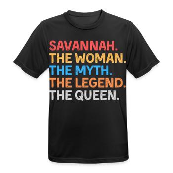Savannah La Femme Le Mythe La Légende La Reine - T-shirt respirant Homme - noir - Devant - AI Model Male 178 light (178cm)