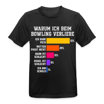 Warum ich beim Bowling verliere Bowling - Männer T-Shirt atmungsaktiv - Schwarz - Vorne - AI Model Male 178 light (178cm)