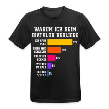 Biathlon : Pourquoi je perds en biathlon - T-shirt respirant Homme - noir - Devant - AI Model Male 178 light (178cm)