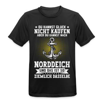 NORTH SEA YOU CAN'T BUY HAPPINESS BUT AFTER - Men's Breathable T-Shirt - black - Front - AI Model Male 178 light (178cm)