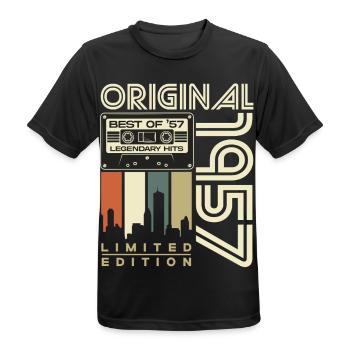 Original 1957 Vintage Retro Birthday Gift - Men's Breathable T-Shirt - black - Front - AI Model Male 178 light (178cm)