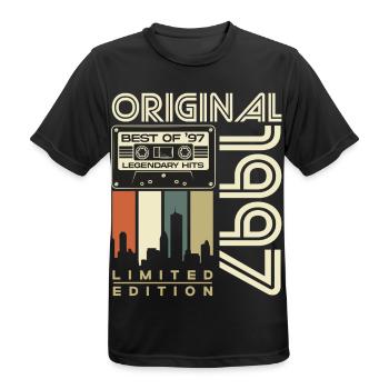 1997 Vintage Born Birthday Retro Gift - Men's Breathable T-Shirt - black - Front - AI Model Male 178 light (178cm)