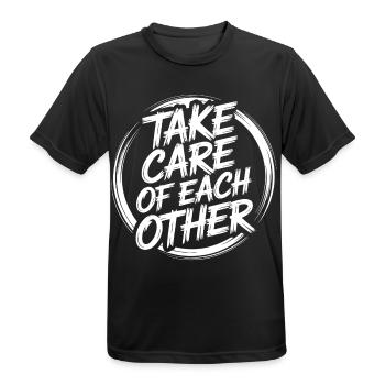 Kümmert euch umeinander - Männer T-Shirt atmungsaktiv - Schwarz - Vorne - AI Model Male 178 light (178cm)