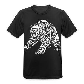 Tribal Grizzly – Wild Bear Motif - Men's Breathable T-Shirt - black - Front - AI Model Male 178 light (178cm)