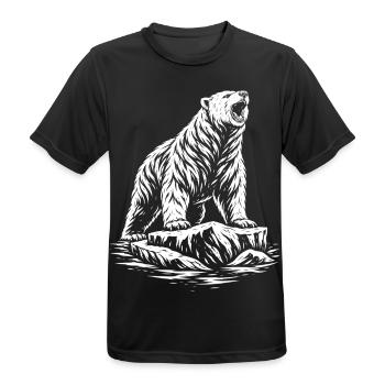 Tribal Polar Bear – Wild Polar Bear Motif - Men's Breathable T-Shirt - black - Front - AI Model Male 178 light (178cm)