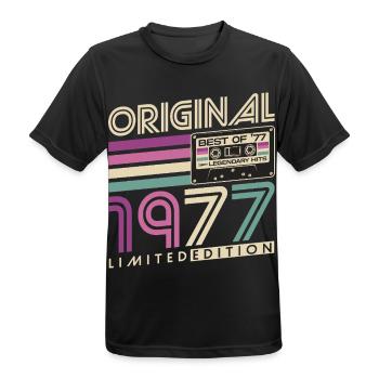 Cadeau d’anniversaire Born Vintage 1977 - T-shirt respirant Homme - noir - Devant - AI Model Male 178 light (178cm)