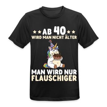 Licorne pour les 40 ans – On devient encore plus duveteux - T-shirt respirant Homme - noir - Devant - AI Model Male 178 light (178cm)