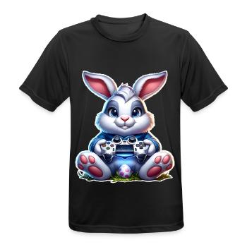 Osterhase Gaming Gamer - Männer T-Shirt atmungsaktiv - Schwarz - Vorne - AI Model Male 178 light (178cm)