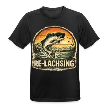Fishing Gift Man Angler Dad Re Salmon - Men's Breathable T-Shirt - black - Front - AI Model Male 178 light (178cm)