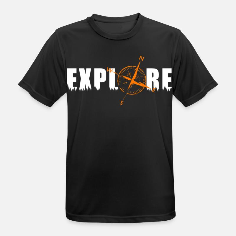 Explore Motiv mit einem Kompass - Männer T-Shirt atmungsaktiv - Schwarz