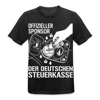 Offizieller Sponsor Der Deutschen Steuerkasse - Männer T-Shirt atmungsaktiv - Schwarz - Vorne - AI Model Male 178 light (178cm)