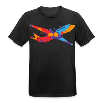 Airplane Colorful Flyer Kids Men Boys Pilot - Men's Breathable T-Shirt - black - Front - AI Model Male 178 light (178cm)