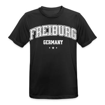 Freiburg Motif for Men Women Germany Fans - Men's Breathable T-Shirt - black - Front - AI Model Male 178 light (178cm)