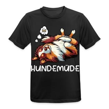 Hundemüde Australian Shepherd Aussie Aussiehalter - Männer T-Shirt atmungsaktiv - Schwarz - Vorne - AI Model Male 178 light (178cm)