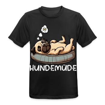 Hundemüde Mops Möpse Mopsbesitzer Mopsliebhaber  - Männer T-Shirt atmungsaktiv - Schwarz - Vorne - AI Model Male 178 light (178cm)