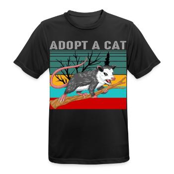 Vintage-Opossum-Shirt – Retro Adopt A Cat - Männer T-Shirt atmungsaktiv - Schwarz - Vorne - AI Model Male 178 light (178cm)